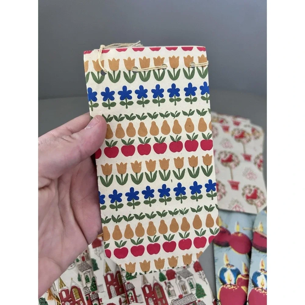 Vintage Christmas CHADWICK MILLER Small Drawstring Paper Gift Treat BAGS